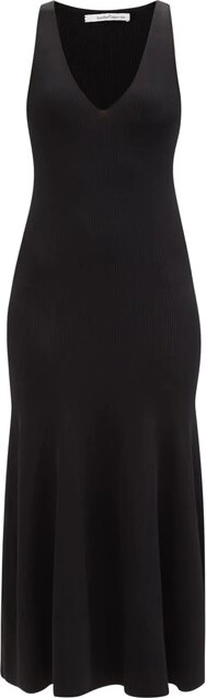 V-neckline Ribbed Midi Dress