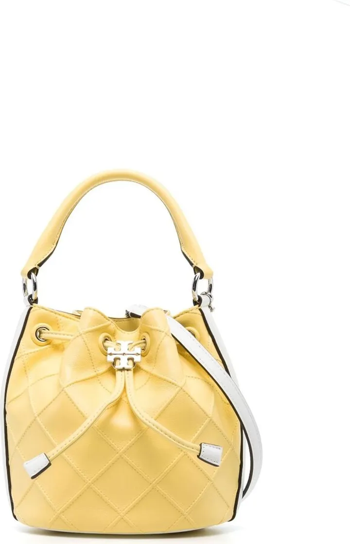 Yellow Diamond Leather Bucket Bag