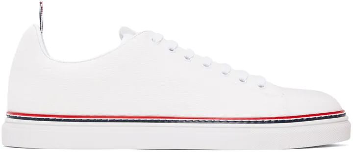 Thom Browne White Canvas Tennis Sneakers