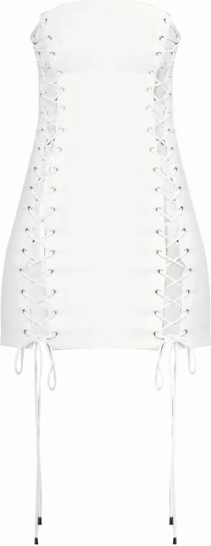AMY LYNN - Athena White Lace Up Bandeau Dress