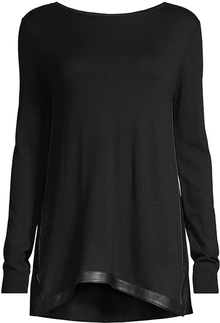 Vegan Leather Banded Curved-Hem Tunic
