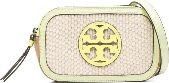 mini Miller contrasting raffia crossbody bag