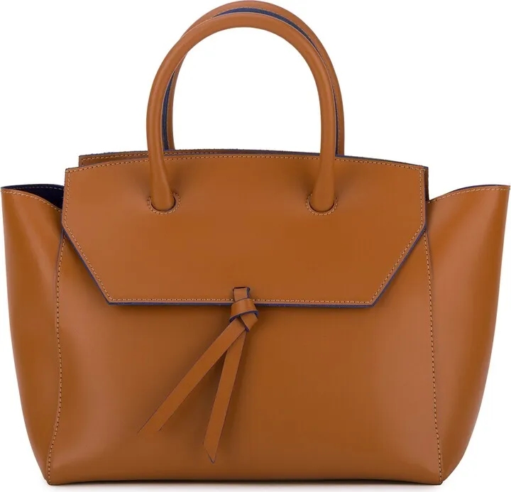 Alexandra de Curtis - Loren Midi Leather Tote Bag - Fango