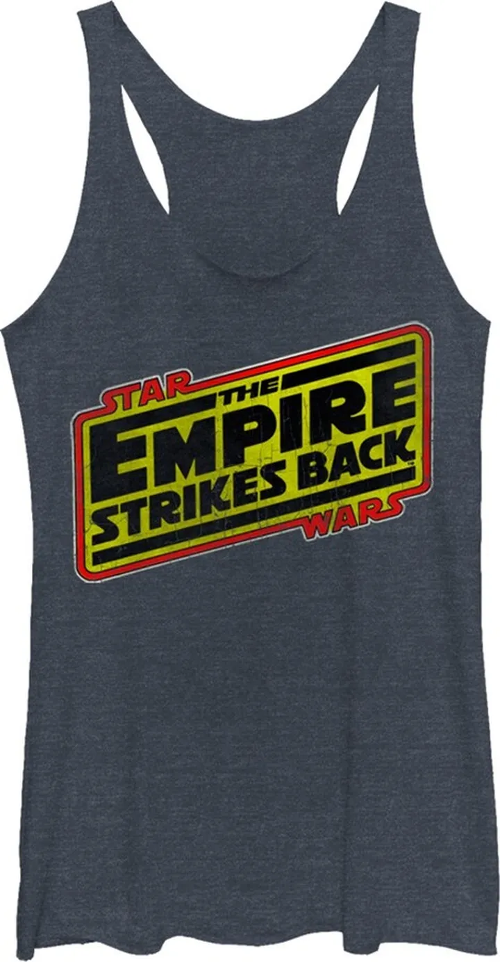 Women's Star Wars Episode V Logo Racerback Tank Top - Navy Blue Heather - Medium