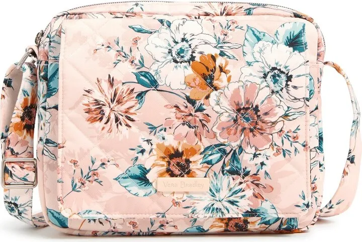 Vera Bradley Women's Performance Twill Medium Hipster Crossbody Bag Peach Blossom Bouquet