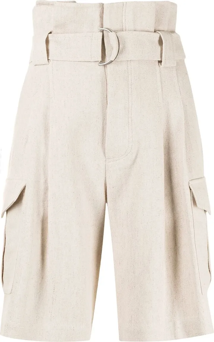 Belted Paperbag-Waist Bermuda Shorts
