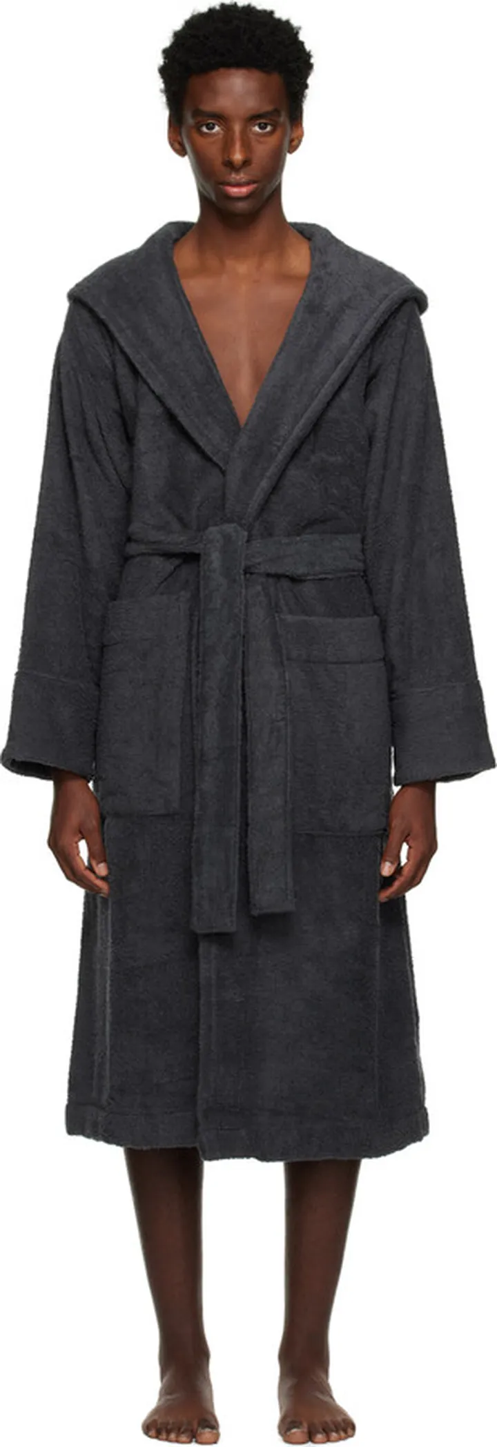 Tekla Gray Hooded Bathrobe
