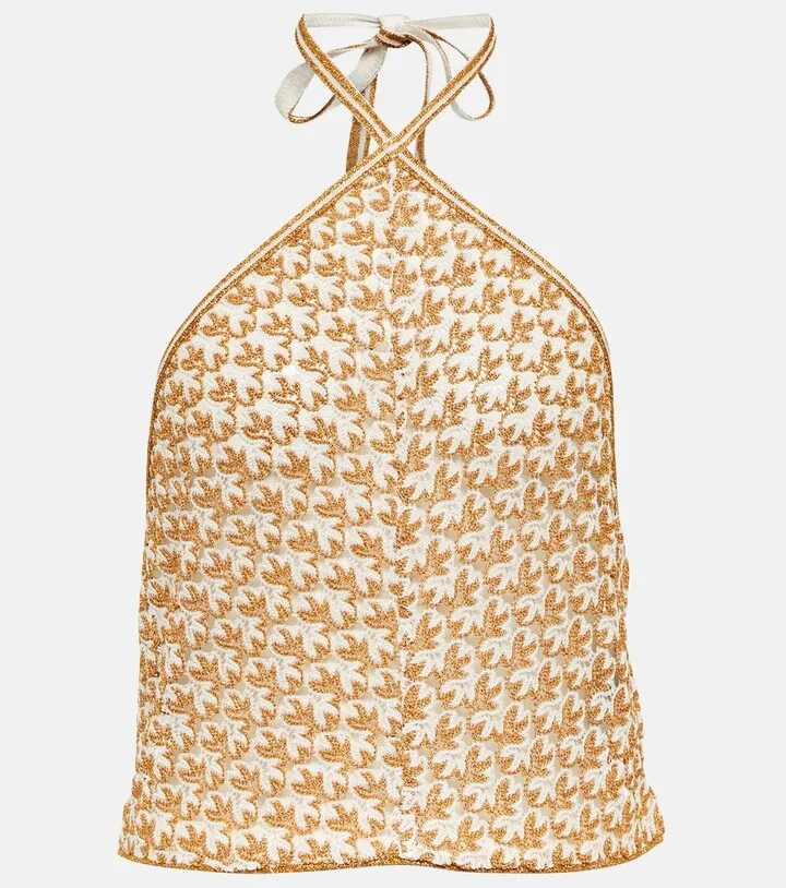 Intarsia halterneck top
