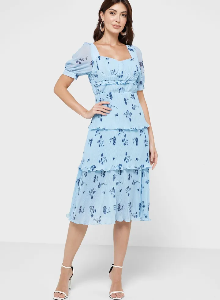 Floral Print Ruffle Dress