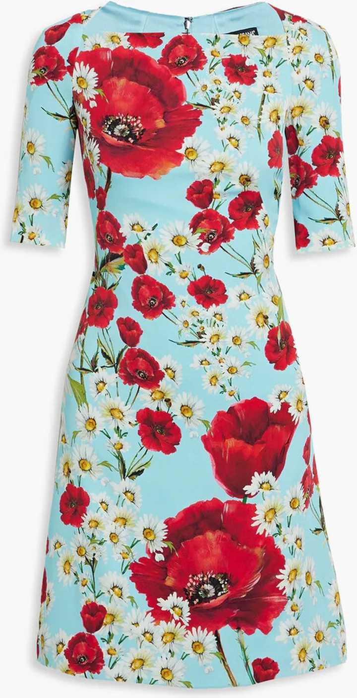 Floral-print silk-blend crepe mini dress