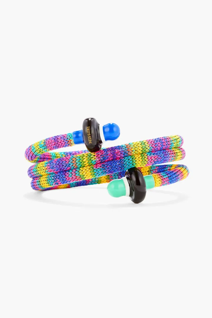 Crochet-knit and enamel bracelet