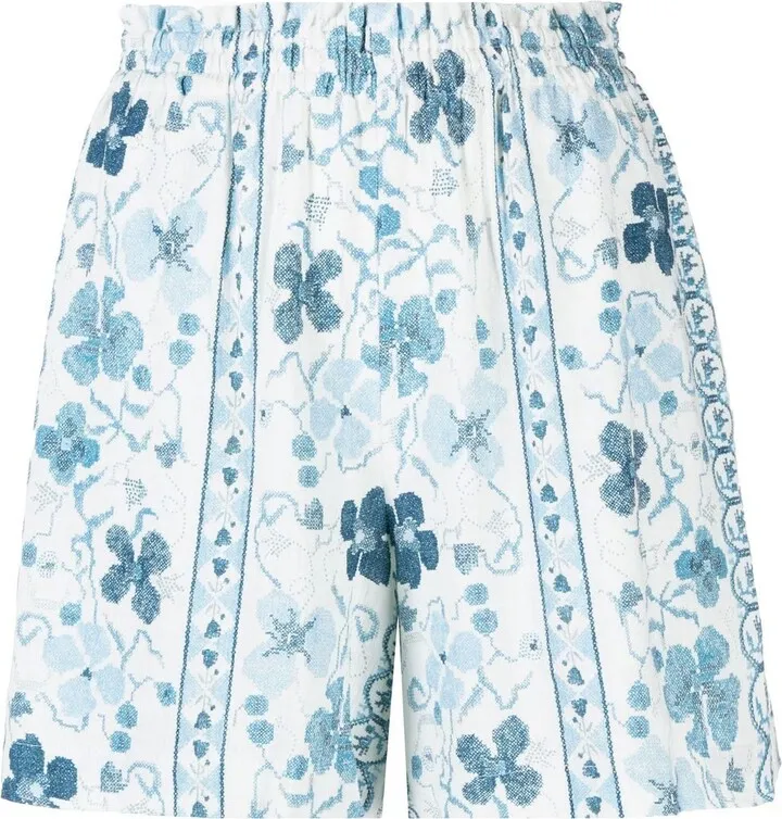 Floral-Jacquard Shorts