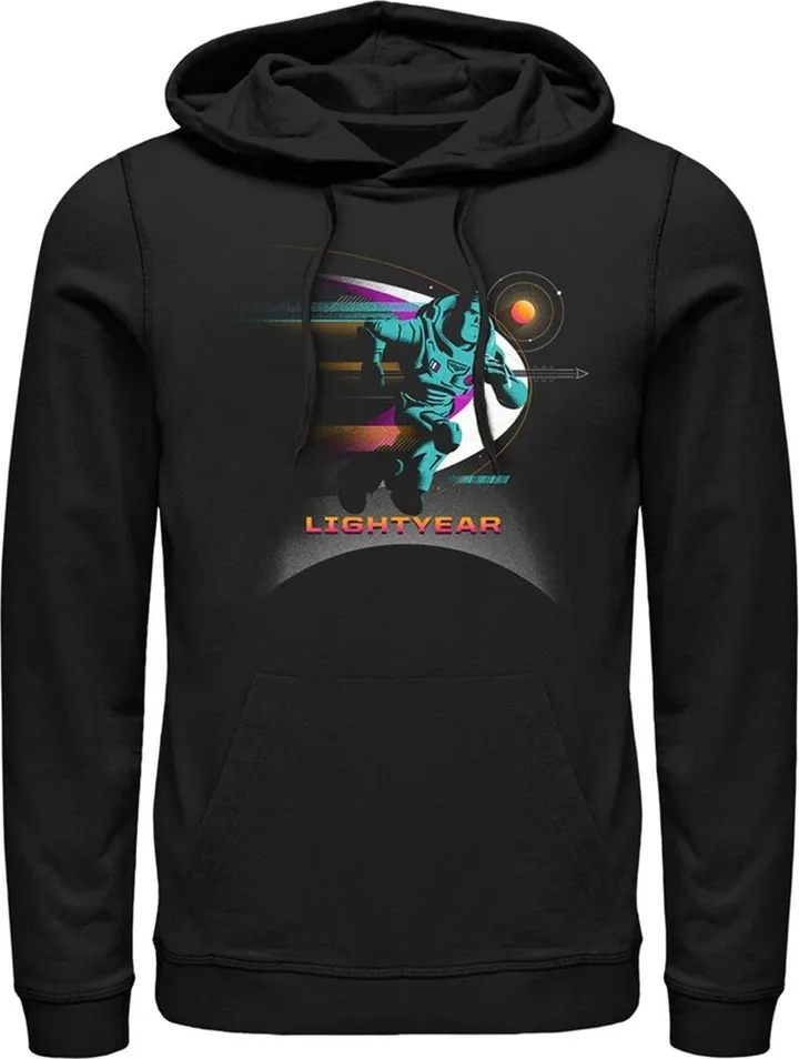 Men's Lightyear Buzz Running Planets Logo Pull Over Hoodie - Black - Small