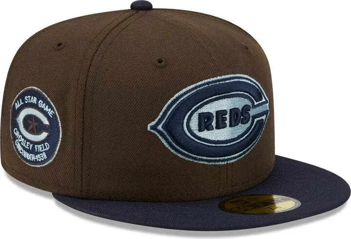 Men's New Era Brown and Navy Cincinnati Reds 1938 Mlb All-Star Game Walnut 9FIFTY Fitted Hat