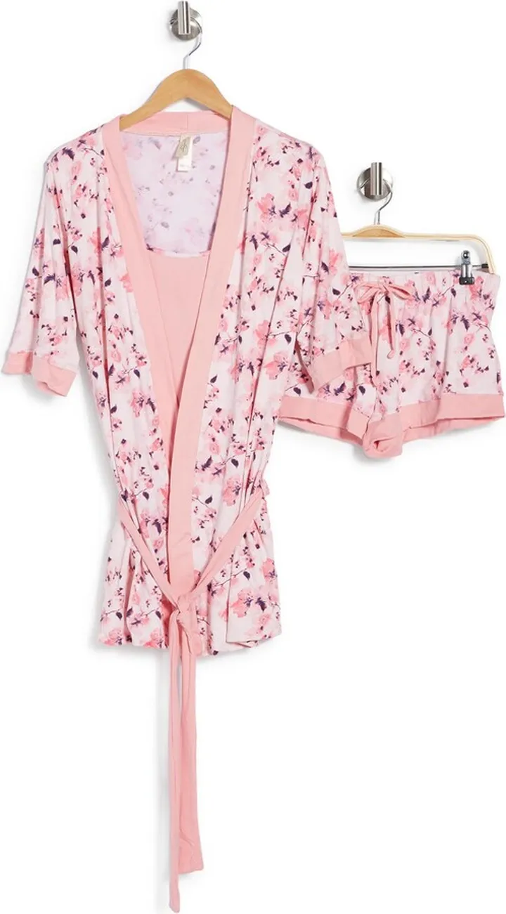 Floral Print 3-Piece Pajama Set
