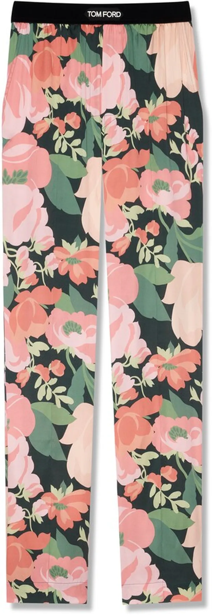 Floral Print Stretch Silk Pajama Pants