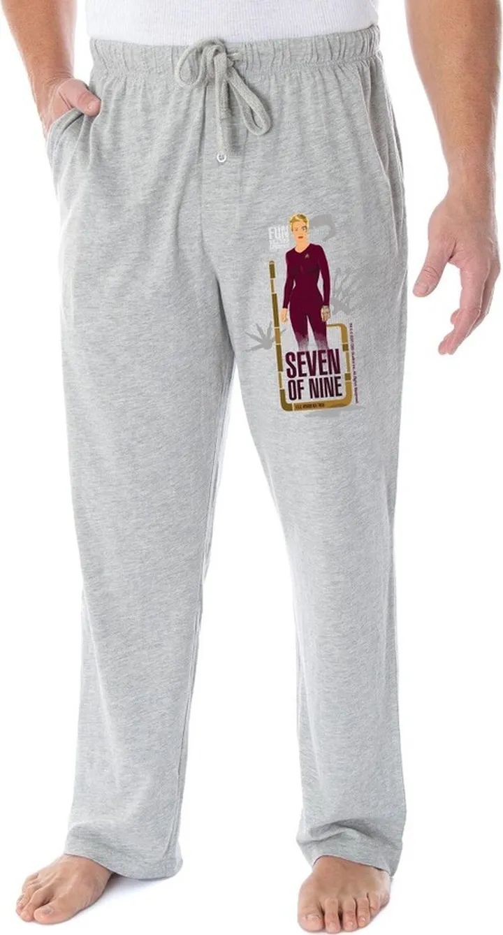 Star Trek Voyager Men's Seven Of Nine Fun Will Now Commence Pajama Pants (SM) Grey