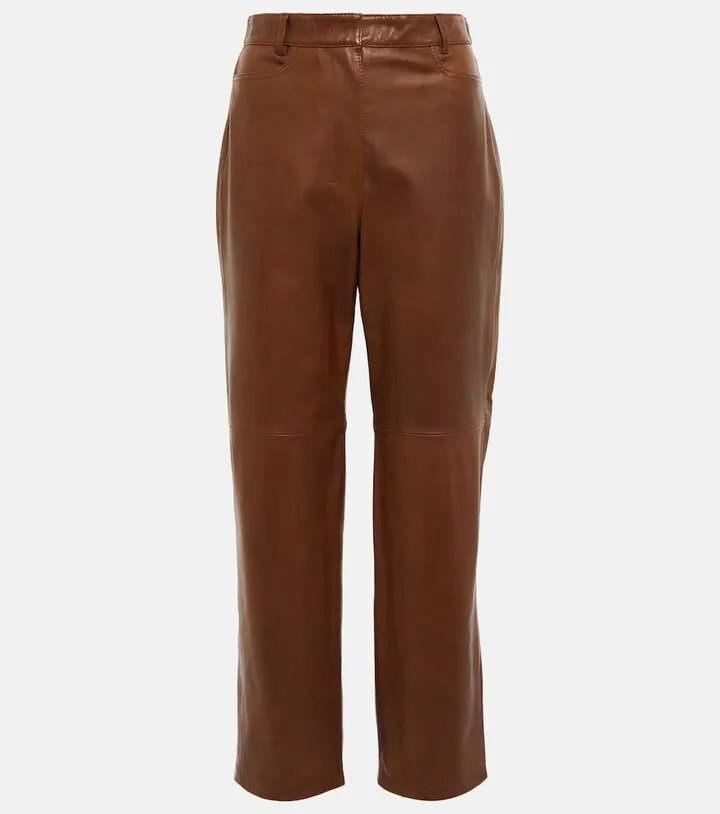 Ulla high-rise straight leather pants