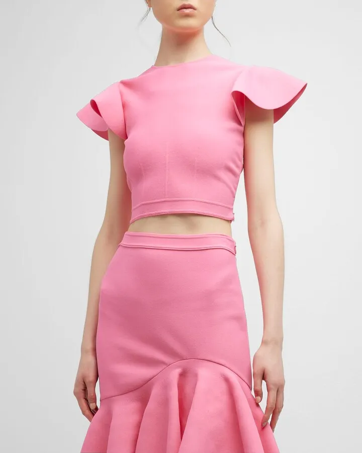 Ruffle Sleeve Crop Top