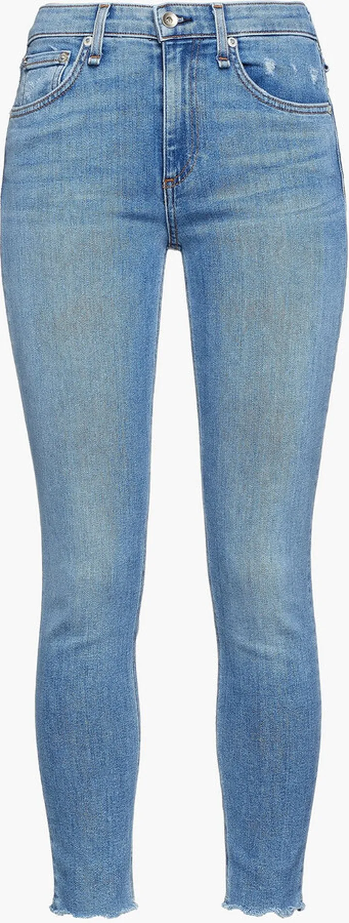 Cropped distressed mid-rise skinny jeans