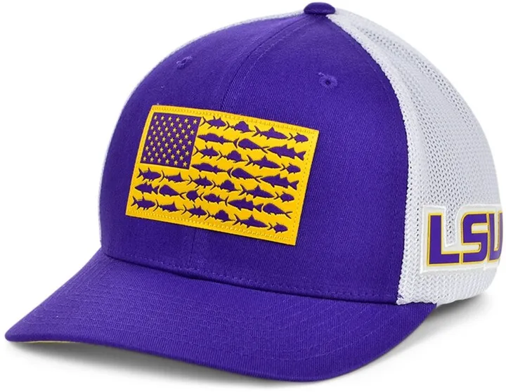 Columbia Lsu Tigers Pfg Fish Flag Stretch-fitted Cap