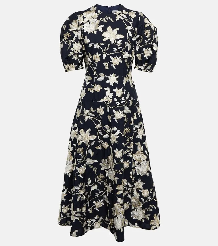 Kira floral embroidered midi dress