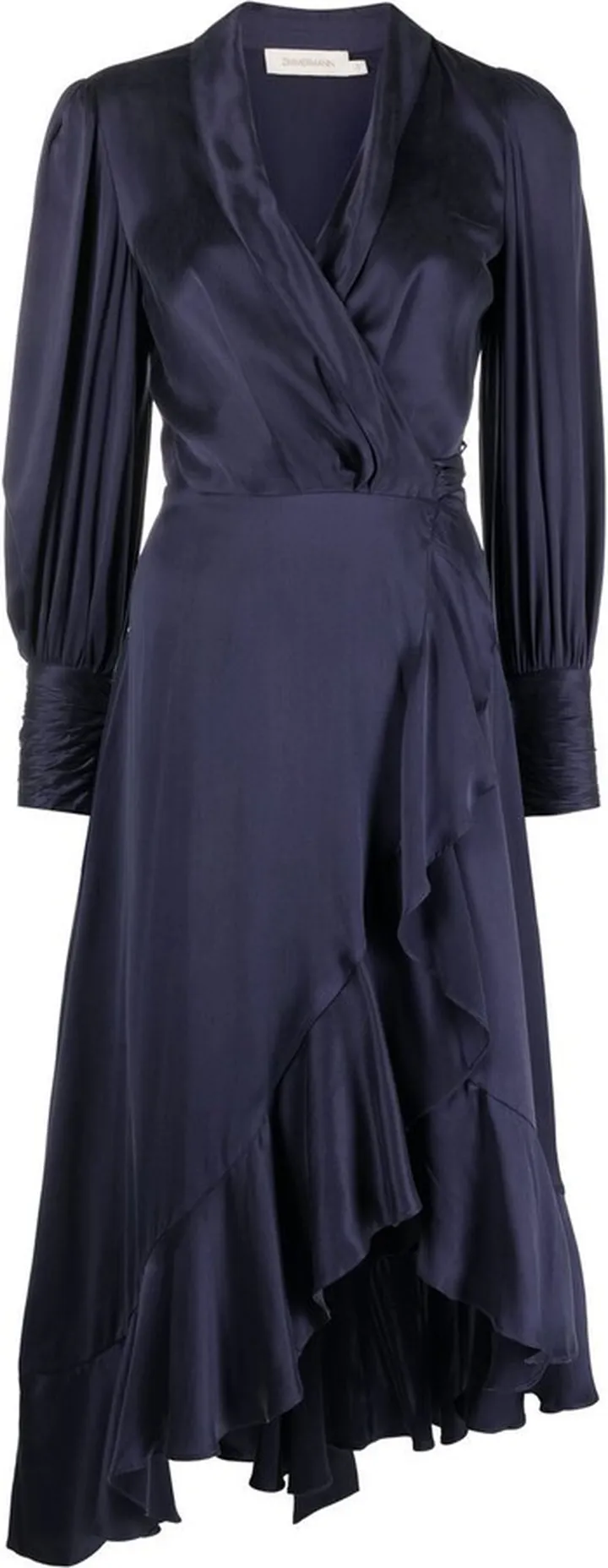 Ruffle-Trim Silk Dress