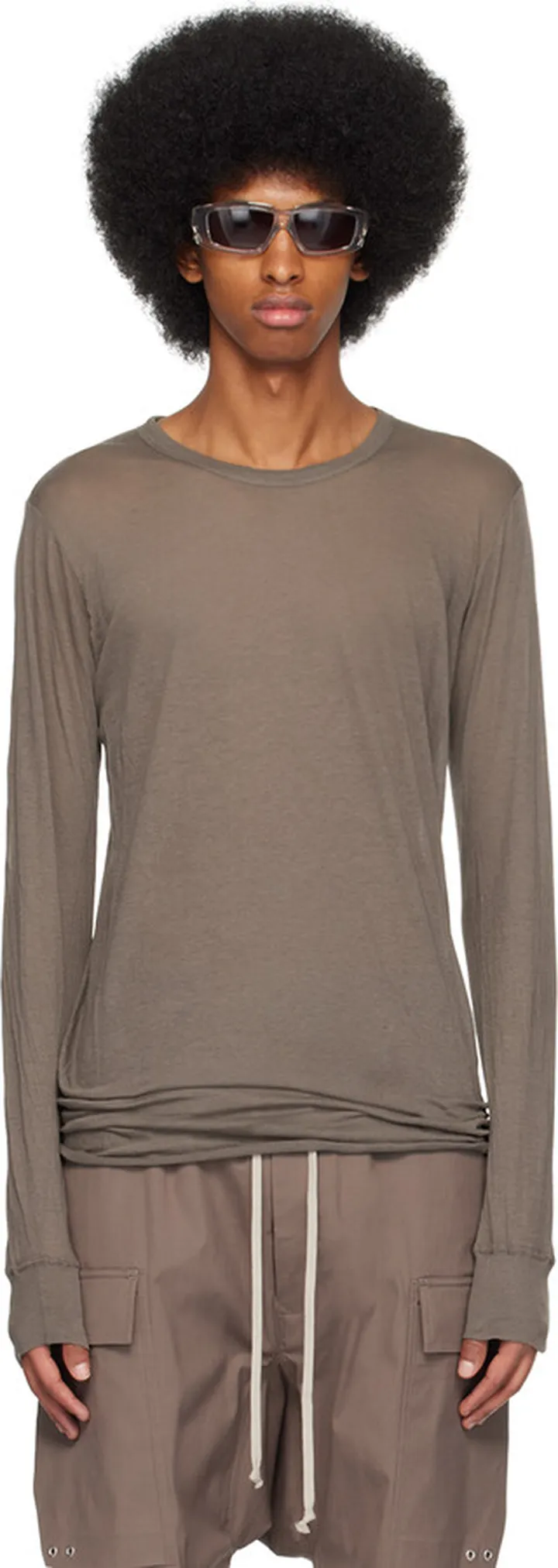 Rick Owens Gray Basic Long Sleeve T-Shirt