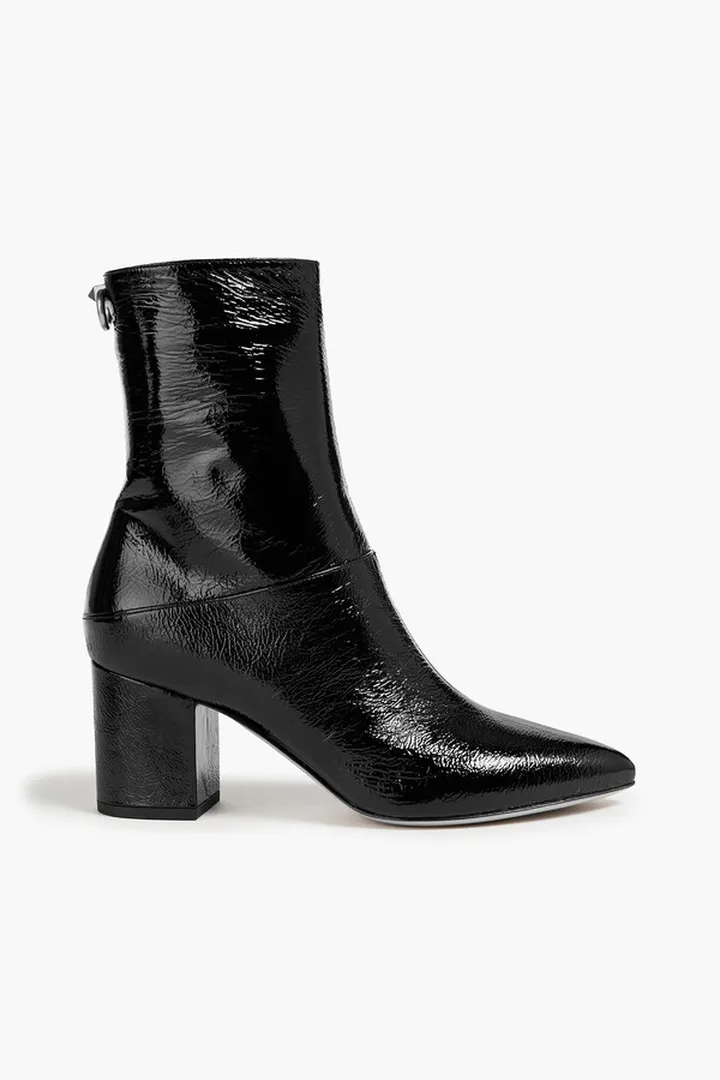 Crinkled patent-leather ankle boots