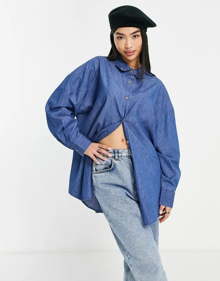 Cotton:On collar shirt in denim blue