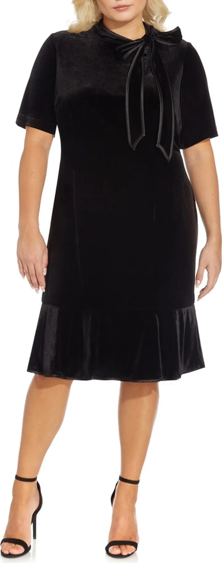 Tie Neck Velvet Dress