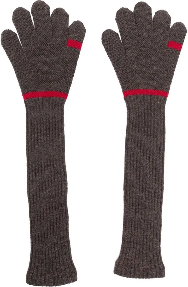 Ribbed-Knit Long Gloves