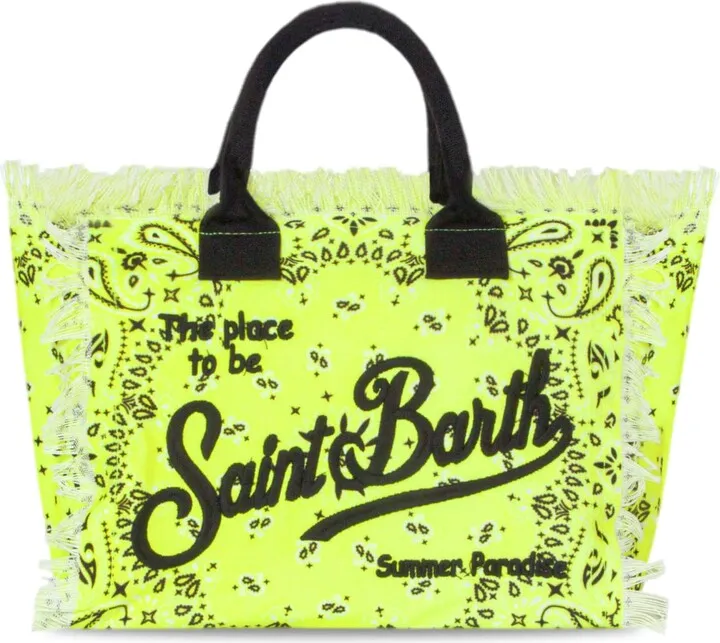 Vanity Canvas Shoulder Bag With Fluo Yellow Bandanna Print