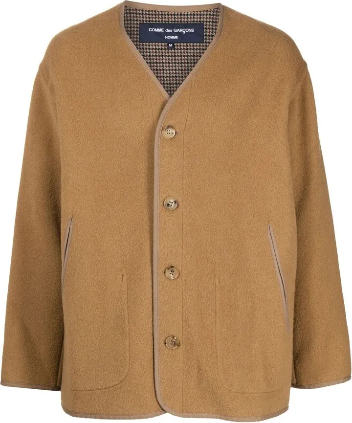 V-neck button-down jacket