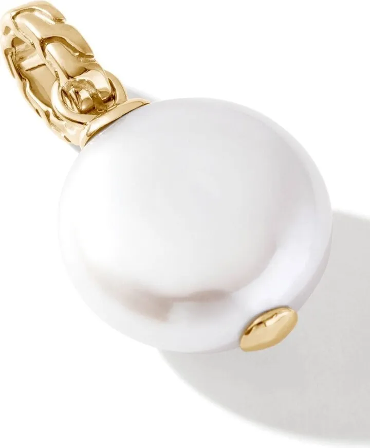 18kt Yellow Gold Freshwater Pearl And Diamond Pavé Charm