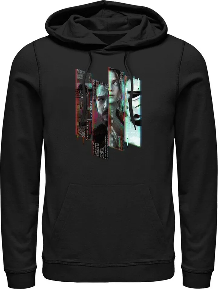 Men's Star Wars: Andor Heroes and Villains Glitched Pull Over Hoodie - Black - 3X Large