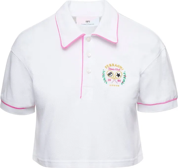 Chiara Ferragni Logo Embroidered Cropped Polo Shirt