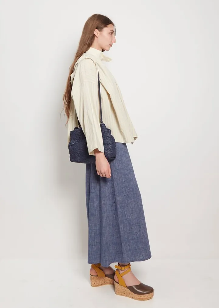 Woven Leather Pouch Bag