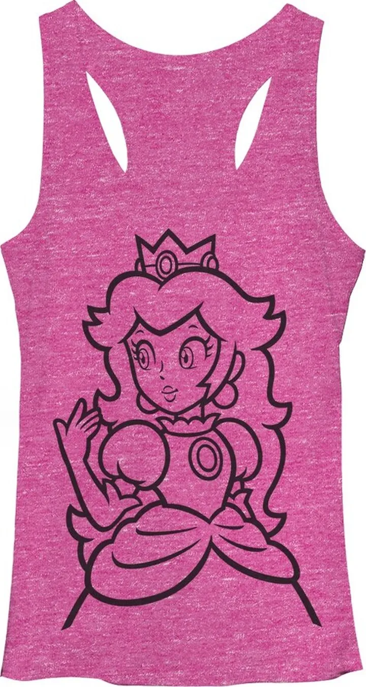Women's Nintendo Mario Princess Peach Racerback Tank Top - Pink Heather - Medium