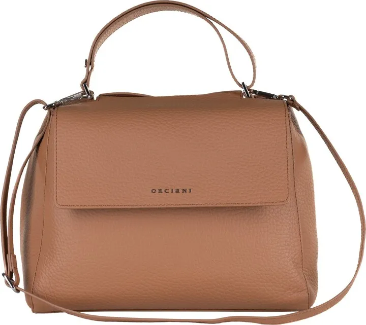 Light brown leather bag with removable shoulder strap from Orciani.