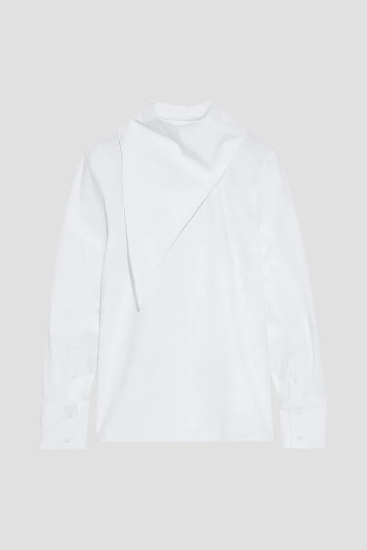 Draped stretch-cotton poplin shirt