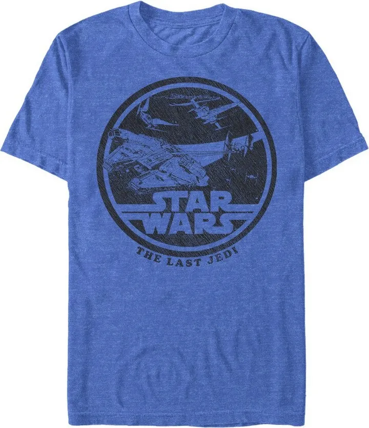 Men's Star Wars The Last Jedi Millennium Falcon Battle T-Shirt - Royal Blue Heather - Small
