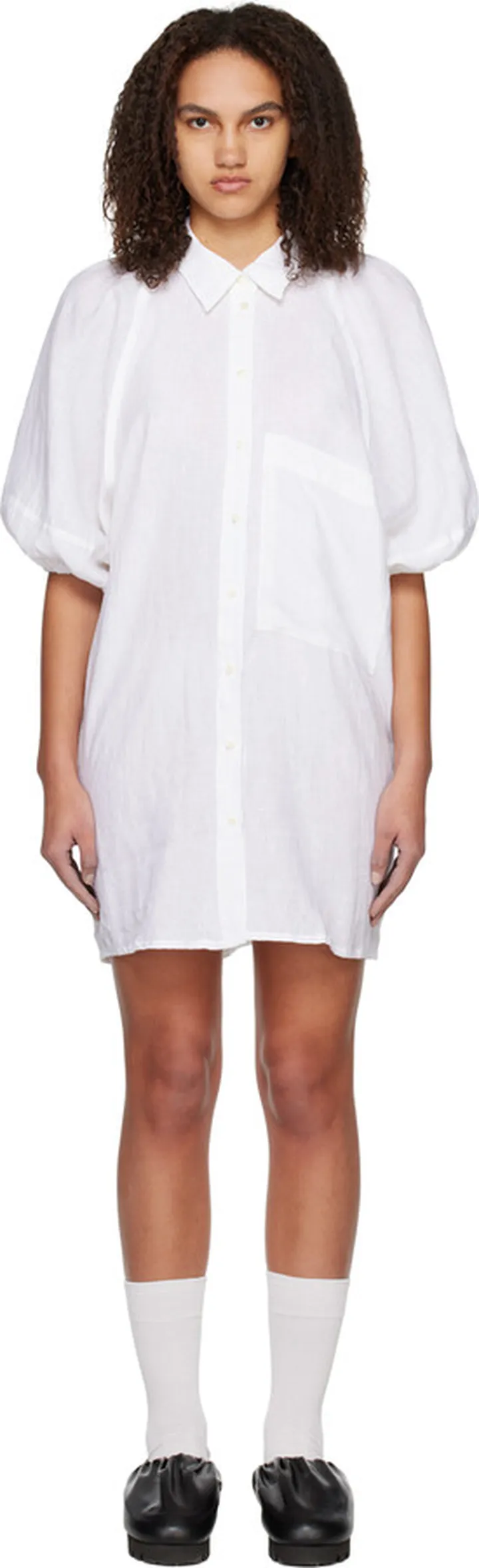 Deiji Studios White 'The Raglan Pocket Dress' Minidress