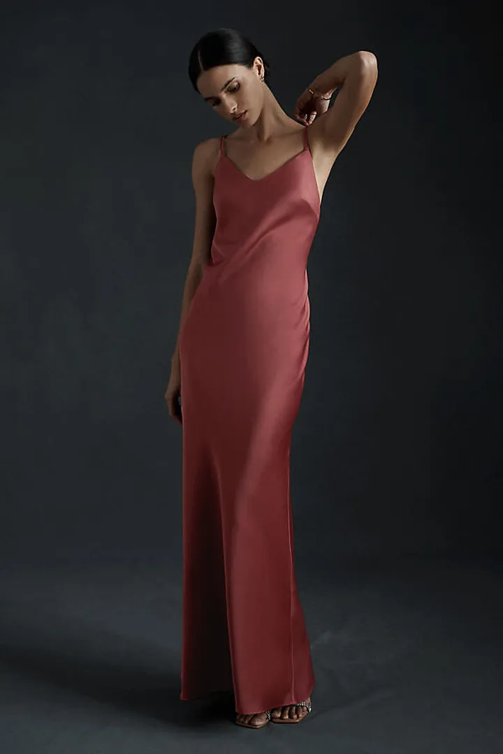 BHLDN Charlie Satin Charmeuse Dress Pink