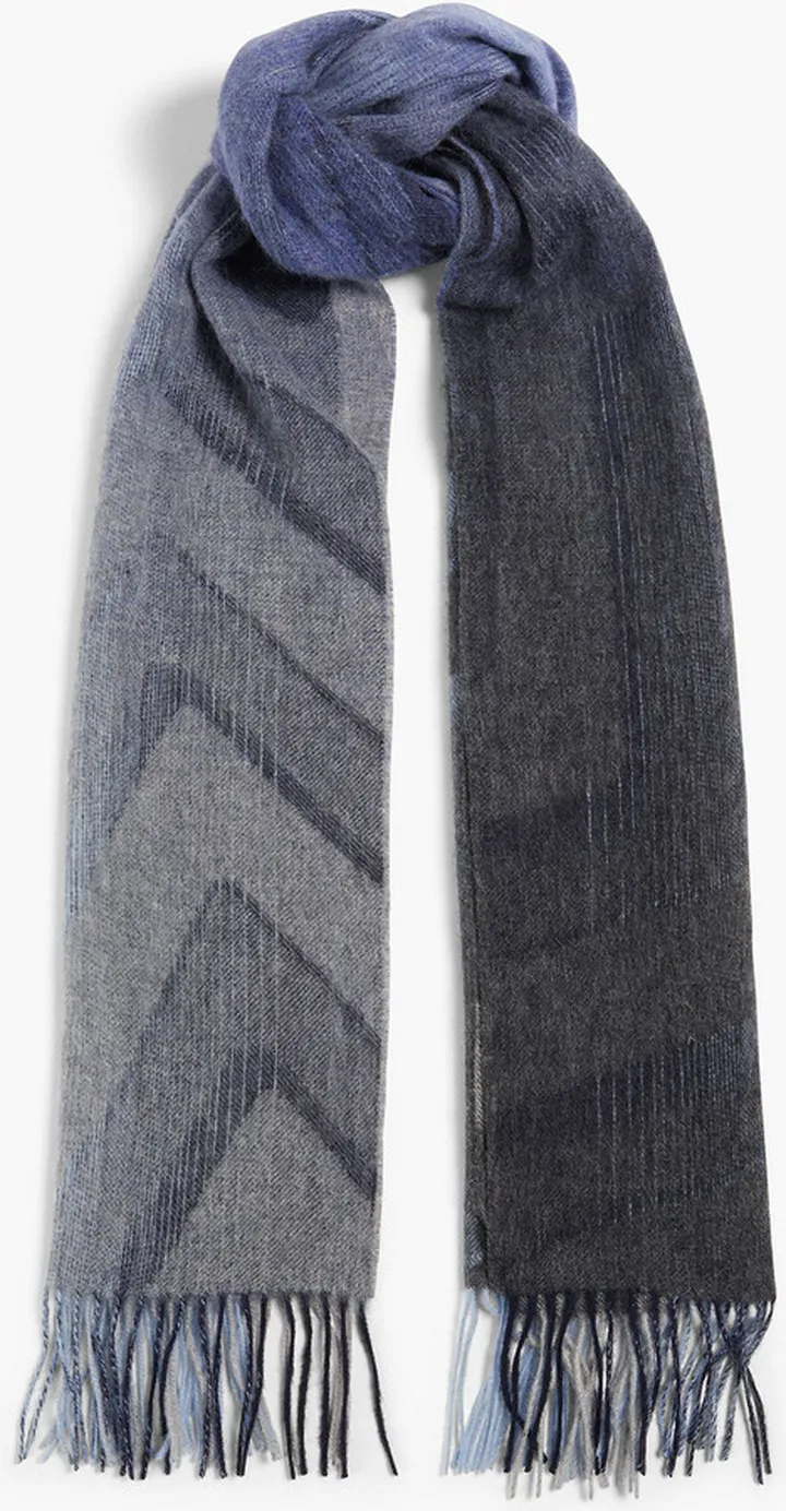 Jacquard-knit wool scarf