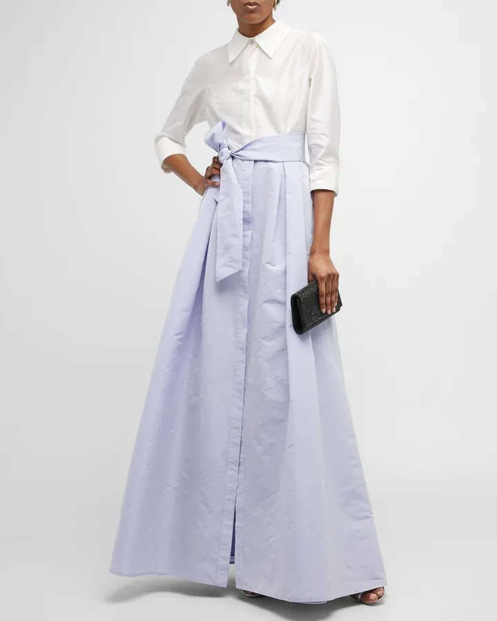 Two-Tone Taffeta Shirt Gown