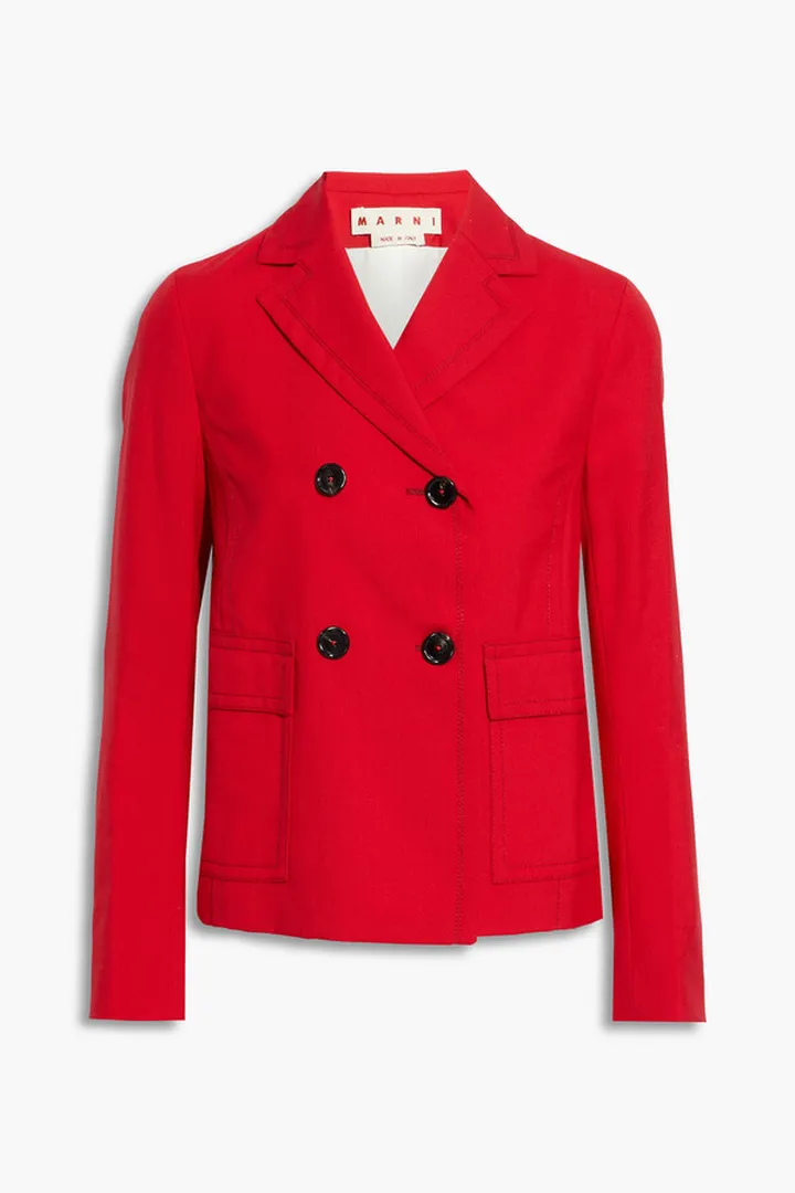 Double-breasted grain de poudre wool blazer