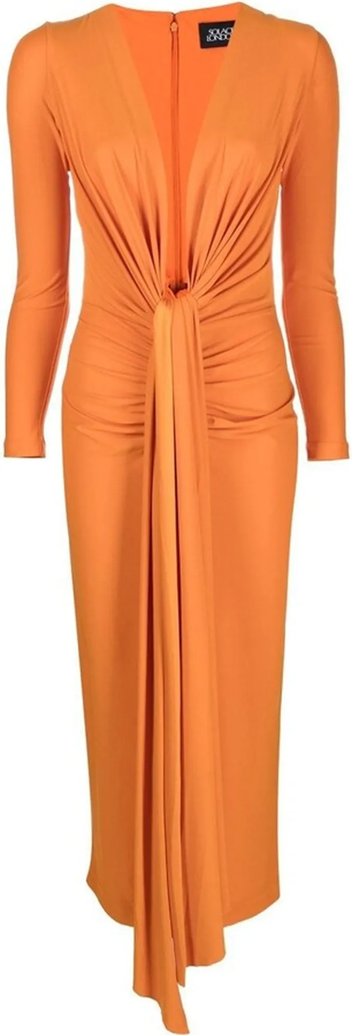 Lorena plunge-neck draped midi dress