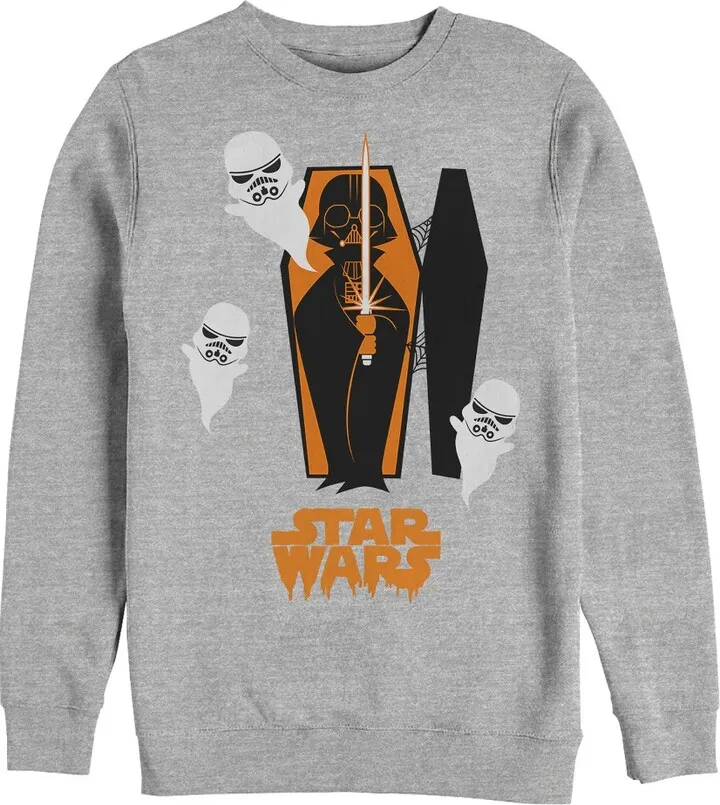 Men's Star Wars Halloween Darth Vader Coffin Sweatshirt - Athletic Heather - Small