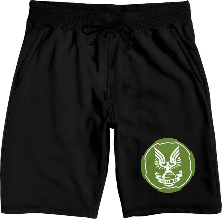 Halo Infinite UNSC Emblem Men’s Black Sleep Pajama Shorts-Large